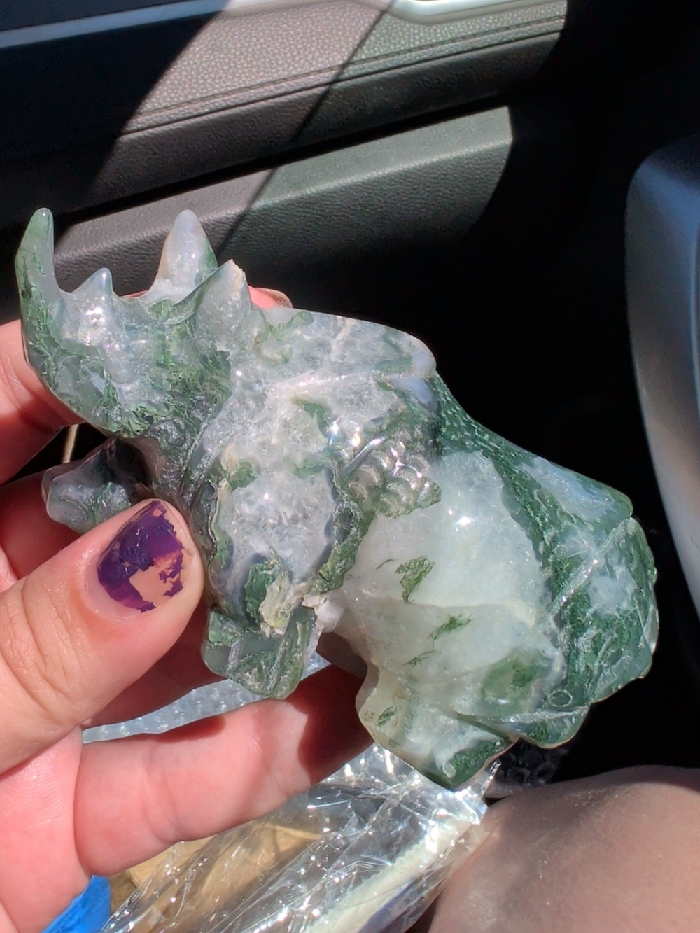 Moss Agate Rhino